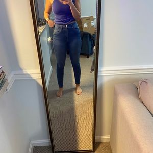 Skinny blue jeans. They fit just right!